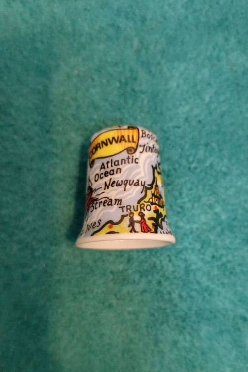 انگشتانه قدیمی کلکسیونی چینی انگلیسی آکبند با طرح اقیانوس اطلس