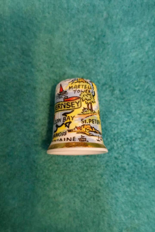 انگشتانه قدیمی کلکسیونی چینی انگلیسی آکبند با طرح Jersey