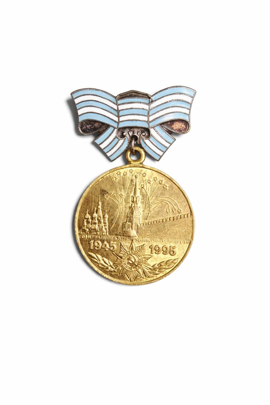 مدال کلکسیونی قدیمی آنتیک اوریجینال شوروی با پاپیون نقره سال 1995- 1945