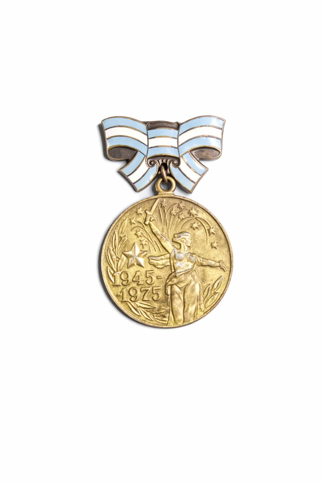 مدال کلکسیونی آنتیک قدیمی اوریجینال شوروی با پاپیون نقره سال 1975- 1945