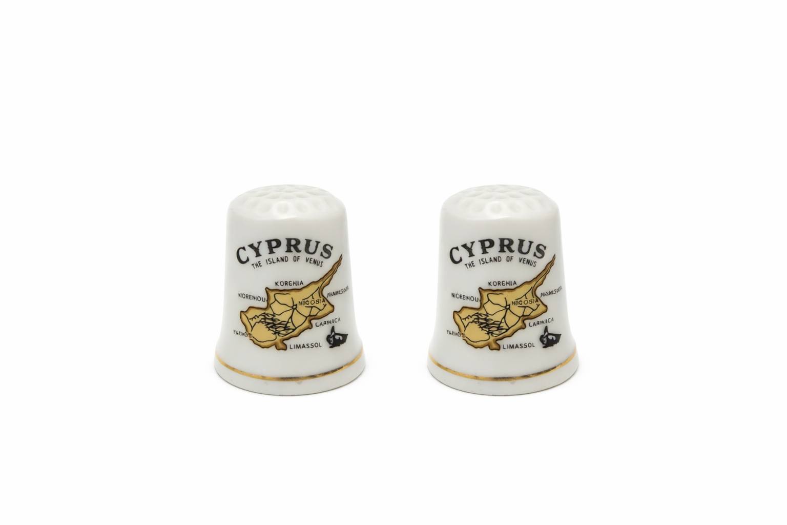 انگشتانه قدیمی کلکسیونی انگلیسی آکبند با طرح cyprus قبرس مجموعه 2 عددی