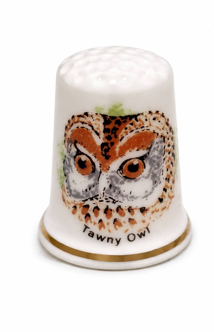 انگشتانه کلکسیونی قدیمی انگلیسی آکبند طرح جغد جنگلی Tawny Owl