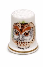 انگشتانه کلکسیونی قدیمی انگلیسی آکبند طرح جغد جنگلی Tawny Owl - Image 2